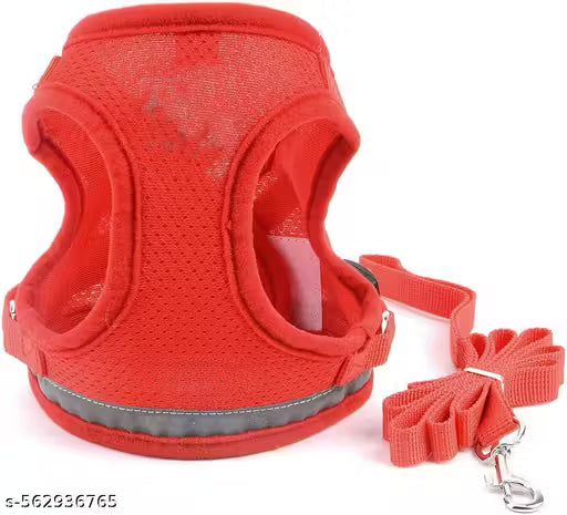 Breathable Pink Dog Harness with Leash – Soft Mesh No-Pull Adjustable Pet Vest