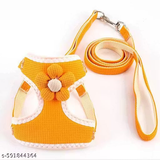 Cute Flower Dog Harness with Leash – Soft Padded Adjustable Pet Vest for Small Dogs